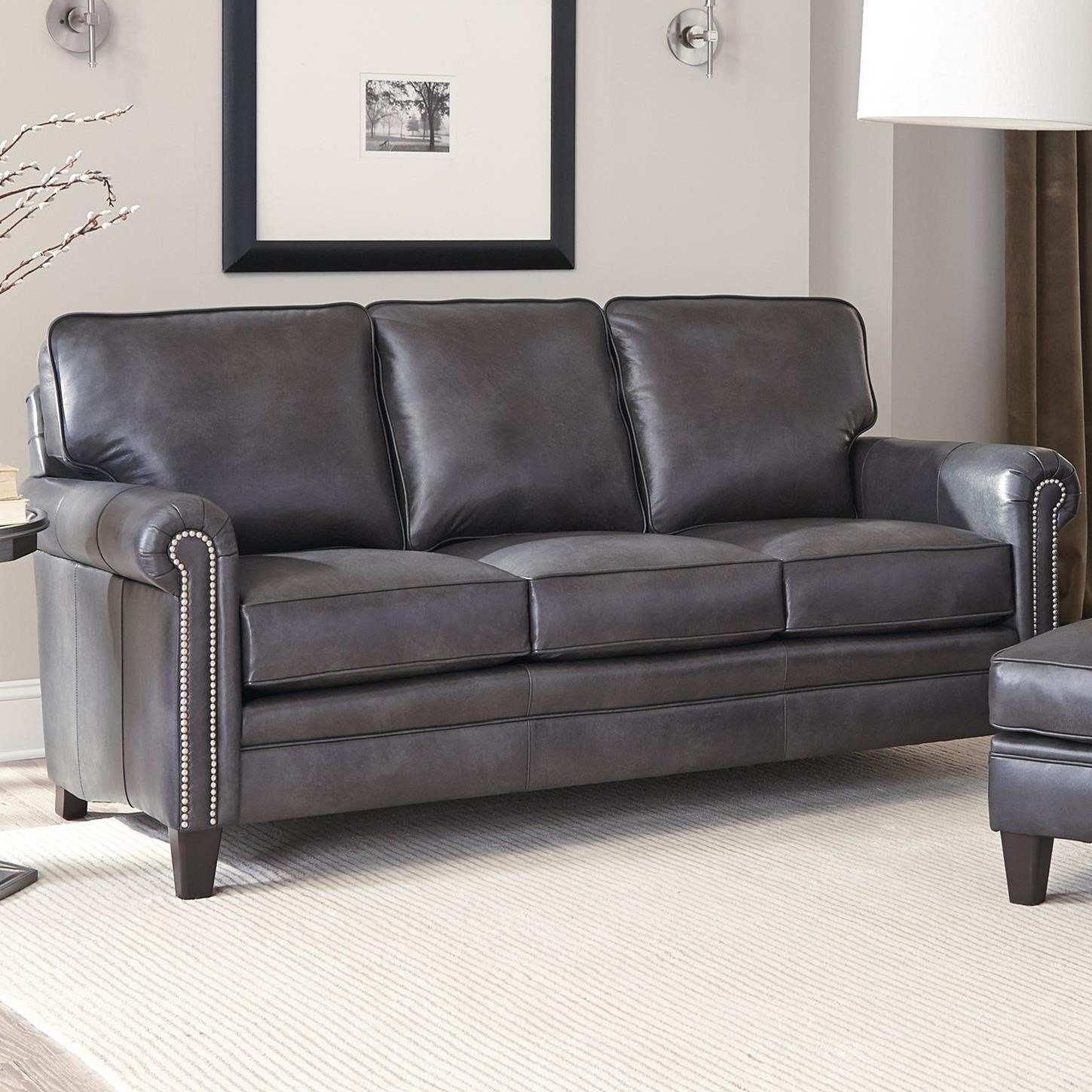 Smith Brothers 234 Traditional MidSize Sofa with Rolled Panel Arms and Nailhead Trim
